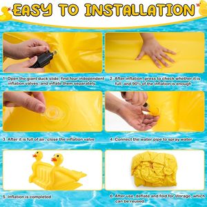 Inflatable Duck Water Slide With Spray Feature For Kids Pool Play Yellow 100-500kg Capacity - Product Image 4