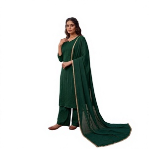 Conjunto de Salwar Kameez Bordado en Faux Georgette de Boutique India, Vestido Pakistaní con Dupatta, Atuendo Tradicional Elegante - Product Image 1
