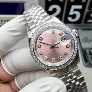 Reloj Mecánico Vintage 2025 para Mujer, Color Rosa, Bisel Redondo con Diamantes, Movimiento Citizen, Correa de Acero Inoxidable - Product Image 2