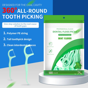 Yetişkin için plastik torba pensesinde kürdan 100 adet diş pensesinde diş ipi - Product Image 5