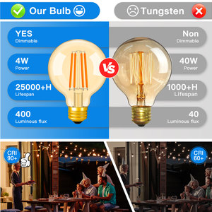 หลอดไฟ LED G95 E26 <span class=keywords><strong>4W</strong></span> แบบโบราณหรี่แสงได้ไส้หลอดสีเหลืองอำพัน E27สำหรับตกแต่งบ้าน - Product Image 6