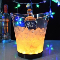 Boîte de nuit couleur dégradé lumière changeante 5l vin bière champagne acrylique clair led seau à glace avec poignée