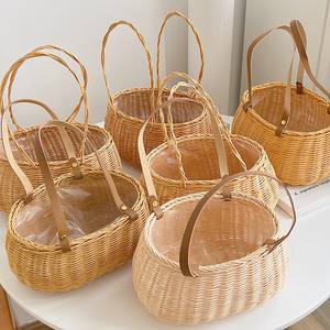 Изготовленная на заказ ручная плетеная мини-корзина для DIY оптом ротанговая велосипедная передняя корзина Бестселлер качественная ротанговая Корзина для пикника - Product Image 6