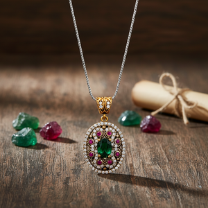 Authentic Silver Oval Shape <b>Pendant</b> in Wholesale Turkish 925 Sterling Silver Jewelry Online for Women - Product Image 3
