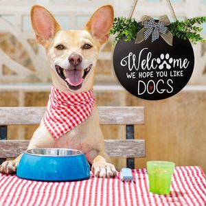 Wholesale <b>Rustic</b> Round <b>Wooden</b> Welcome Sign Eco-Friendly Wall Hanging for Home Decor and Dog Owners Dropshipping Available - Product Image 3