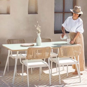 Comfortable Modern <b>Rattan</b> Table Chairs Outdoor Seating Set for 4 Eco-Friendly Portable Patios Lawns Poolsides 5-Year - Product Image 2