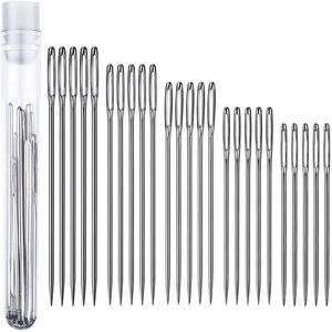 ラージアイハンドソーイングニードル5サイズスチールニードルポインテッドレザーソーイングピンラージホール太いニードル - Product Image 2