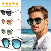 Nouvelles tendances de la mode Lunettes de soleil de haute qualité unisexes de style vintage avec monture carrée en métal doré Protection UV400 pour hommes et femmes