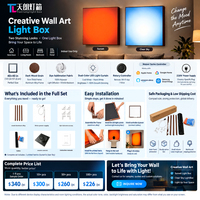 Boîte à lumière LED murale 3P en tissu imprimé par transfert thermique, motif ciel clair, coucher de soleil, lever de soleil, dégradé de ciel, intensité réglable pour la décoration intérieure
