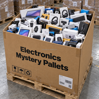 Palettes mystères en vrac de boîtes électroniques avec ordinateurs portables, téléphones portables, montres connectées, appareils photo, écouteurs, produits variés, emballage personnalisé