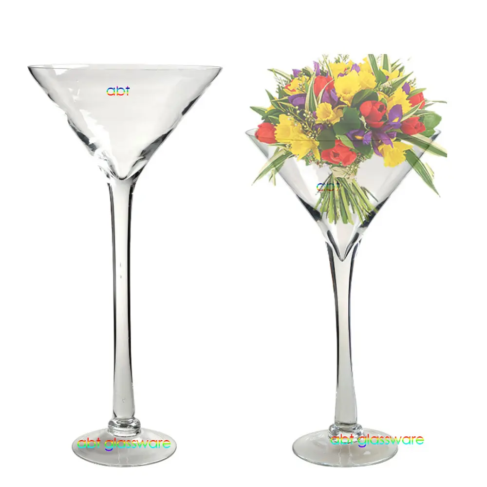 New arrival 50cm tall clear martini glass vases for wedding centerpieces