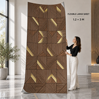 Papier peint marron doré à motif géométrique en bois, 2,3 mm PET IXPE Foam, feuilles de 60x90 cm pour murs décoratifs de chambre