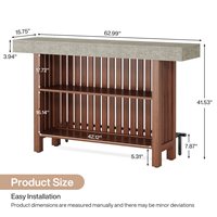 Meuble de bar de style farmhouse moderne de 63 pouces, grand format, pour hôtel ou maison, avec table de bar à 2 niveaux, repose-pieds et mini-bar à café d'angle