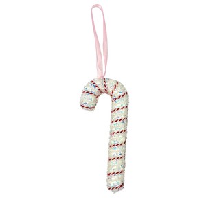 Pendentif Canne à <span class=keywords><strong>Sucre</strong></span> en Peluche et Ornement Scintillant pour Thème Bonbons Pastel Anniversaire Arbre de Noël - Product Image 3