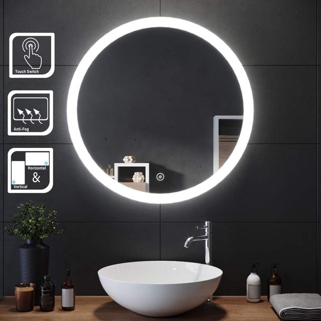 Bathroom Round Touch Screen Smart Led Mirror for Hotel