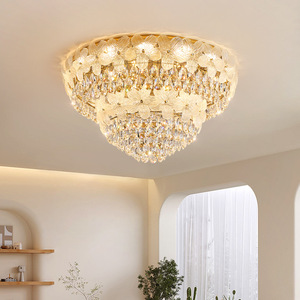 French Style Luxury Crystal <b>Ceiling</b> <b>Light</b> Led Full Spectrum Eye Protection For Bedroom Living Room - Product Image 2