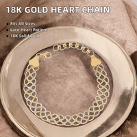 Bracelet à breloques en or massif 18 carats pour femme, motif dentelle, longueur réglable 15+3 cm, design cœur tendance, vente en gros personnalisée