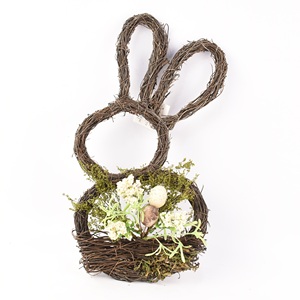 Bsci Nhà Máy <span class=keywords><strong>Grapevine</strong></span> Mây Thỏ Thân Thiện Với Môi Nhân Tạo Mùa Xuân Hoa <span class=keywords><strong>Bunny</strong></span> Vòng Hoa Phục Sinh Trang Trí - Product Image 2