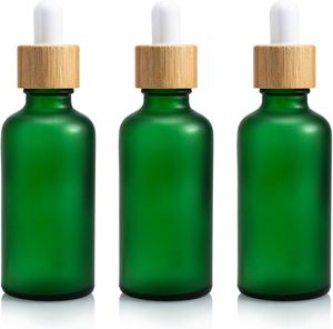 5ml-100ml Frosted Green/Blue/Amber/Clear Glass <b>Dropper</b> <b>Bottles</b> Bamboo Lids for Essential Oil Skin Care Serum Cream Eye Drop - Product Image 1