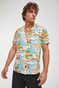 Camicia hawaiana di forma regolare stile impero vita multicolore disegni hawaiani camicia da uomo - Product Image 2