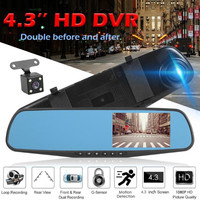 Caméra de tableau de bord miroir HD pour voitures avec miroir à écran tactile complet DVR caméra double caméra avant et arrière