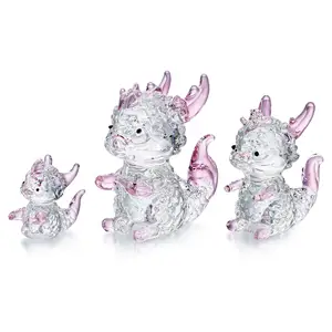 Set 3 Crystal Dragons Family Figuren sammlung Nettes Tier Sammler Kristall Souvenir Geschenk