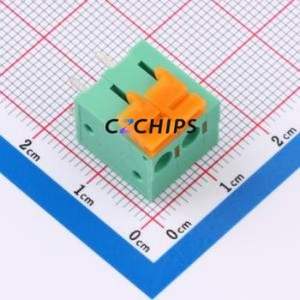 MX142V-5.08-02P-GN01-Cu-A Spring Terminal Block Through hole Component (THT),P=5.08mm Connector 1x2P 5.08mm Green Through Hole - Product Image 1