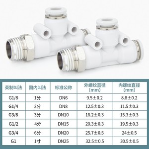 Qingze Pneumatic <b>Quick</b> Connect T Type Fitting DN6 DN8 DN10 DN12 M5 Air Hose <b>Connector</b> - Product Image 1