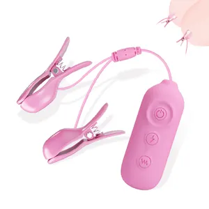 New design soft silicone Bdsm electric shock vibrator bow sex nipple clamp for female masturbation