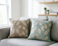 Housse de coussin jacquard métallique double face personnalisée, motif feuille de plante de luxe, carrée, pour la vente en gros