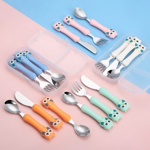 Creative <strong>Childrens</strong> Knife Fork Spoon Set Featuring Cartoon Owl Designconvenient <strong>Cutlery</strong> Divided Compartments Cute - Product Image 4