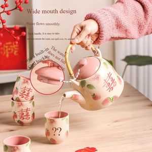 Juego de tetera con taza de cerámica para uso doméstico, regalo de boda de compromiso para novia, artículos de té completos - Product Image 2