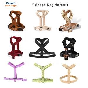 フロントクリップ調節可能ジャカードウェビングノープル犬用ハーネス耐久性のあるソフトパッド入り人間工学に基づいたY字型デザインY型犬用ハーネス - Product Image 5