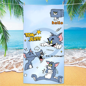 ผ้าเช็ดตัวชายหาดไมโครไฟเบอร์พิมพ์ลายการ์ตูนน่ารัก ลายแมวและหนู ซับน้ำเร็ว แห้งไว ไม่ติดทราย ขายส่งจำนวนมาก - Product Image 4