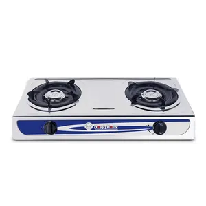 China New 2 Burner Gas Stove High Cast Iron Stainless Steel Gas Cooktop