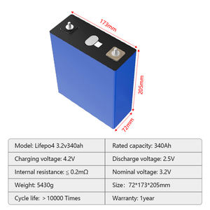 Hihium 3,2 V 340ah Prismatic Recargable Lifepo4 Batería Almacenamiento de energía Baterías de iones de litio 280ah 300ah 314ah 320ah LFP - Product Image 2