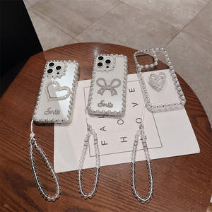 Coeur patter shell couverture de téléphone portable pour <span class=keywords><strong>iphone</strong></span> 15 14 <span class=keywords><strong>13</strong></span> 12 11 étui <span class=keywords><strong>avec</strong></span> chaîne sangle <span class=keywords><strong>cordon</strong></span> couverture - Product Image 5