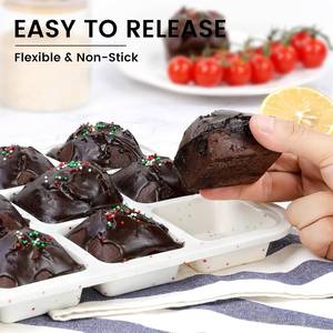 MUYULINS Factory 12-cup LFGB non-stick BPA Free metal reinforced frame square <b>silicone</b> cake pan American muffin tray <b>baking</b> - Product Image 3