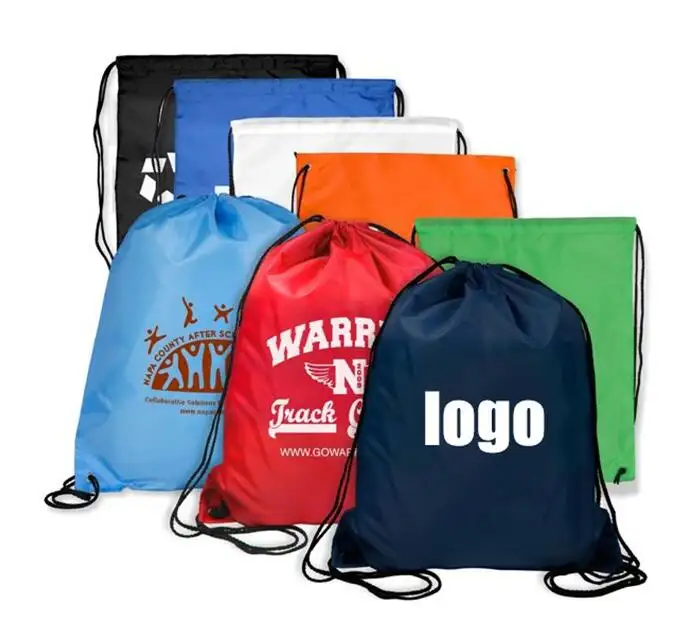 Hot sale promotion Custom logo Sports Backpack Polyester Drawstring Bag 210D polyester Drawstring bags