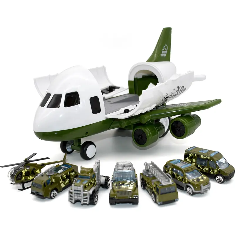 Многофункциональная образовательная модель самолета с трением, игрушечный самолёт с 3 маленькими игрушечными машинками из сплава, 1 шт. самолёт из сплава