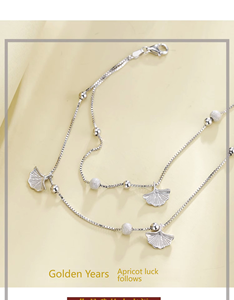 Tobillera de mujer Sansheng Youxing, joyería de cobre de hoja de albaricoque de doble capa ligera de lujo para uso diario - Product Image 6