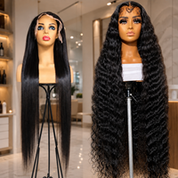 Perruques de 34 pouces en cheveux humains bruts, Lace Front 13x4, perruque transparente HD pour femmes noires américaines, Deep Wave, perruques frontales HD 13x6