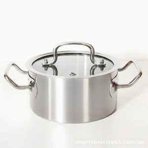 Olla de acero inoxidable con tapa de vidrio y asas laterales para cocinar - Product Image 4
