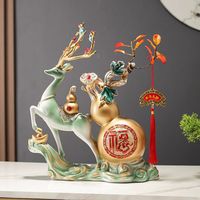 Escultura Artística de Resina Epoxi con Forma de Calabaza de Ciervo de la Suerte, Adorno para Sala de Estar, Mueble para Vino/TV, Entrada, Decoración del Hogar, Estilo Chino Nuevo
