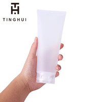 Tube pour nettoyant de visage noir mat 50/200ml, liquide doux à presser, emballage en plastique, crème cosmétique avec couvercle à vis, livraison gratuite