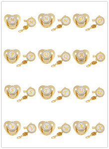 Chupete personalizado para bebé, 26 letras ostentosas, diamantes <span class=keywords><strong>de</strong></span> imitación dorados <span class=keywords><strong>de</strong></span> <span class=keywords><strong>lujo</strong></span>, sublimación, en blanco - Product Image 6