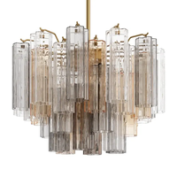 Lustre suspendu en verre personnalisable haut de gamme avec suspension réglable en hauteur, LED à intensité variable