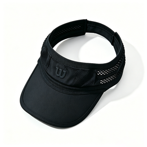 Visière de sport noire en maille à bord incurvé avec logo, respirante et réglable, pour activités de plein air, course à pied, tennis, unisexe - Product Image 4