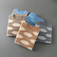 Pull en laine pure 100% pour homme, col rond, color block, épais, décontracté, chaud, tricoté, personnalisable, automne-hiver