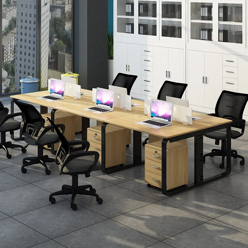6 सीटों Spliced कार्यालय फर्नीचर लकड़ी मॉड्यूलर डिजाइन कार्यकारी कार्यालय डेस्क